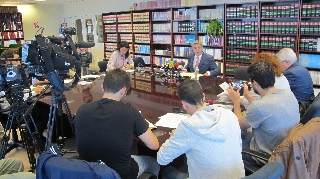 El presidente de la Audiencia de Madrid atiende a los periodistas